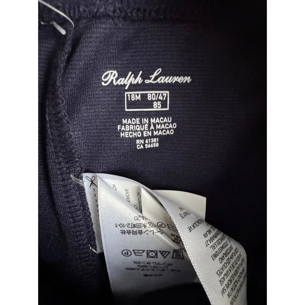 Ralph Lauren Baby Girls Navy Sailor Button‎ Leggings Pants Toddler Size 18M NEW
